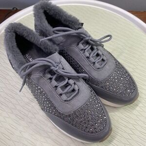 Kenneth Cole Reaction Cari Womens‎ Faux Fur Jewel Jogger Sneaker Gray Sz.7 NWOB